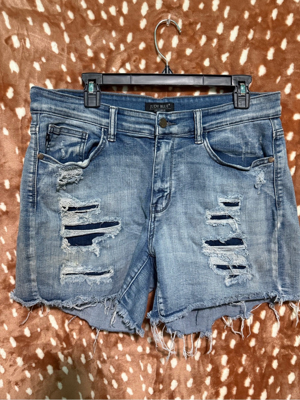 Judy Blue Distressed Light Blue Denim Cutoff Shorts
